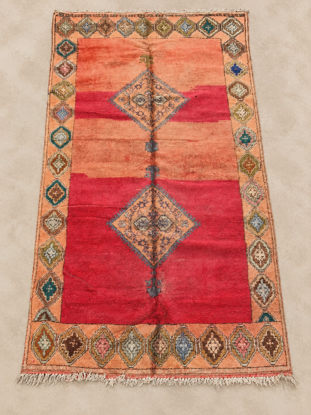 Tapis berbère vintage de Bejaad, dimensions 4 × 2 m